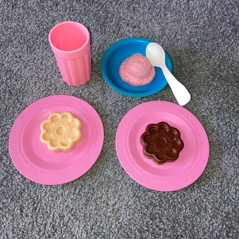 Vintage Fisher Price Play Food Dessert Set Cookies Ice Cream